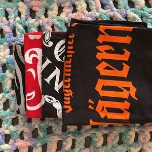 4 bandanas - assorted - Jäegermeister, Cuervo, zebra print, and Ford bandanas